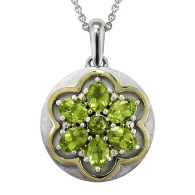 Peridot Gold Flower Cremation Pendant